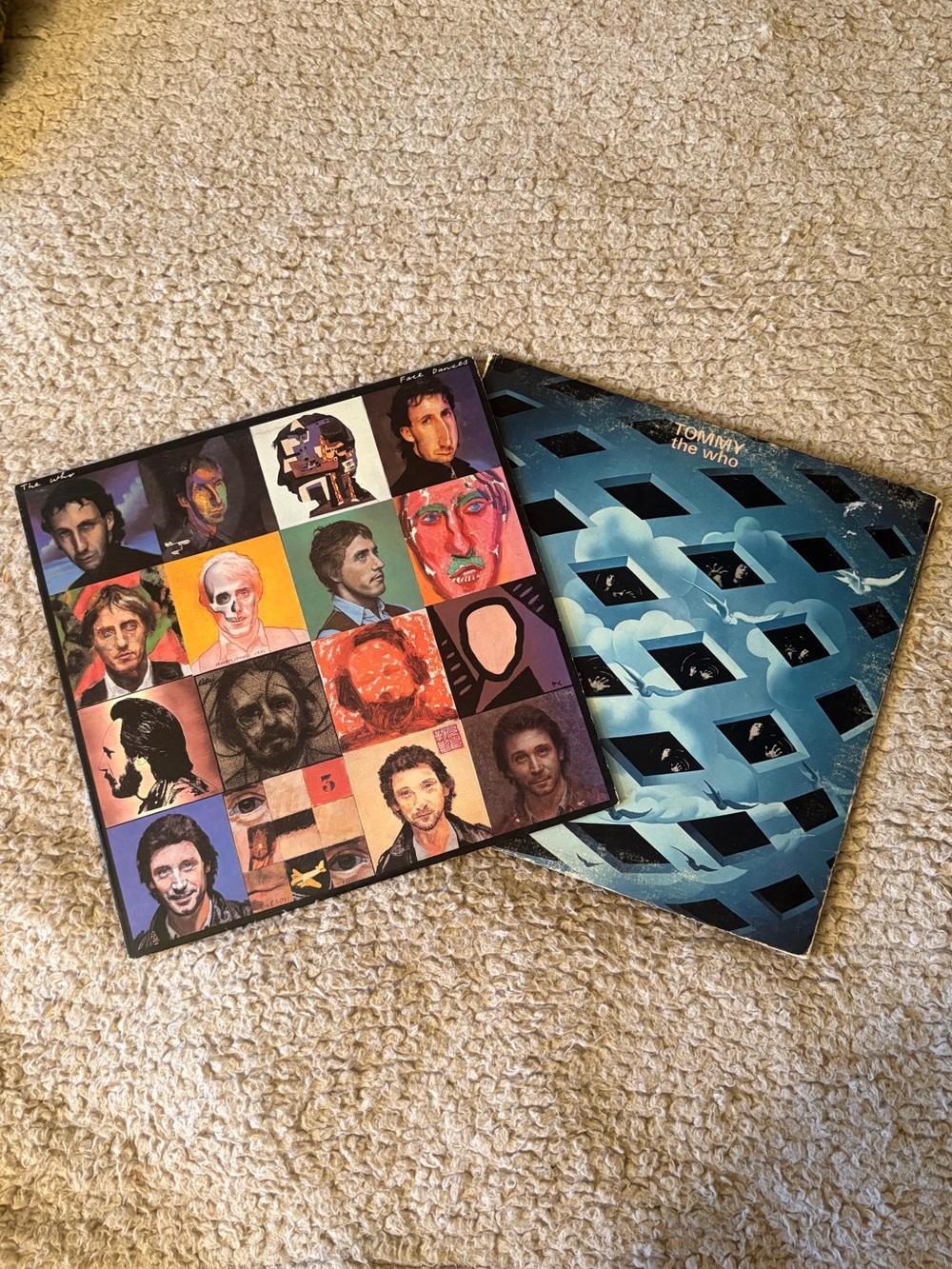 The Who 'Tommy' & ‘Face Dances’ Album Vinyls - Blue & Multicolor Covers